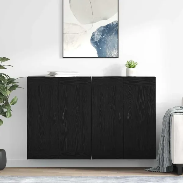 Meuble mural Montage mural 2 pcs Chêne noir 69,5 x 34 x 90 cm