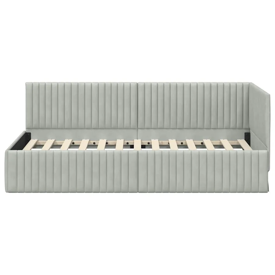 Cadre de lit d'angle Gris clair 90 cm x 190 cm Velours - 5