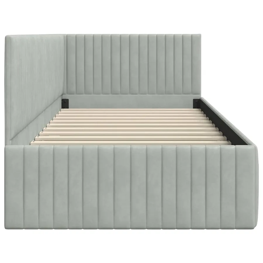 Cadre de lit d'angle Gris clair 90 cm x 190 cm Velours - 6
