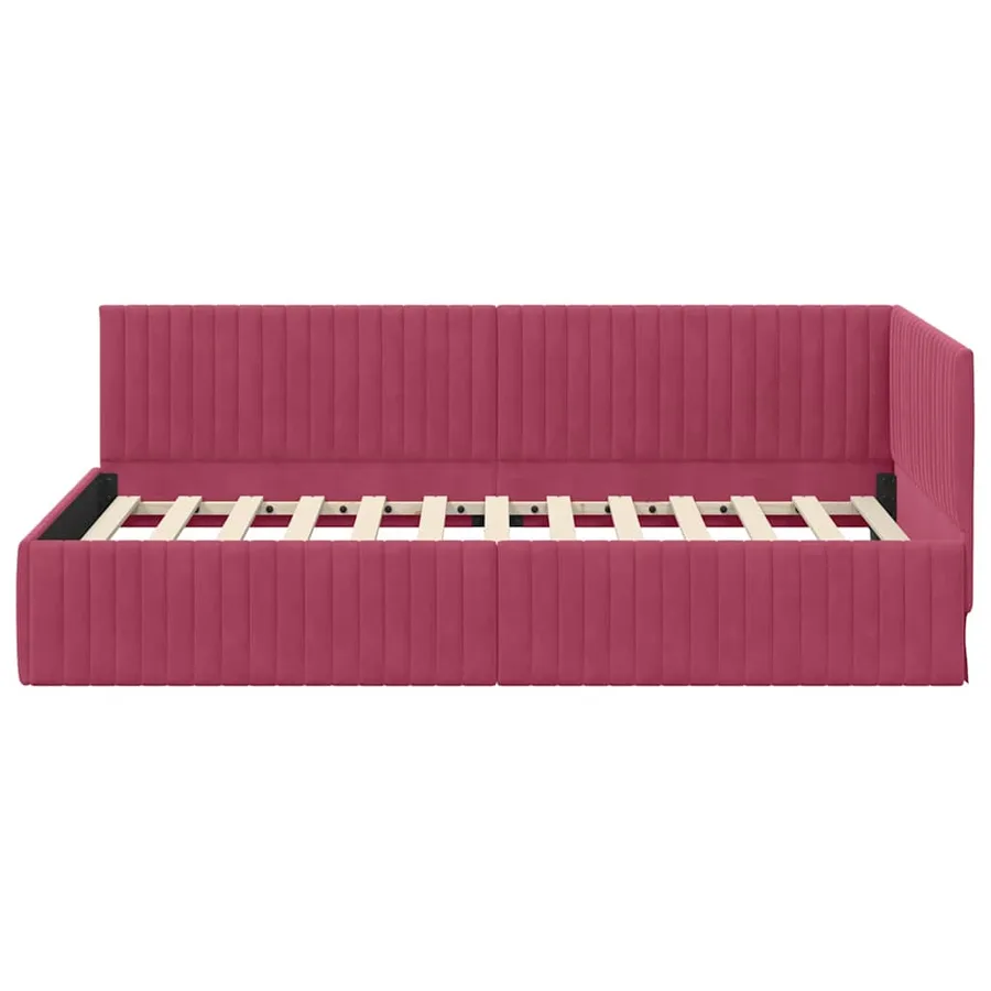 Cadre de lit d'angle Bordeaux 100 cm x 200 cm Velours - 5