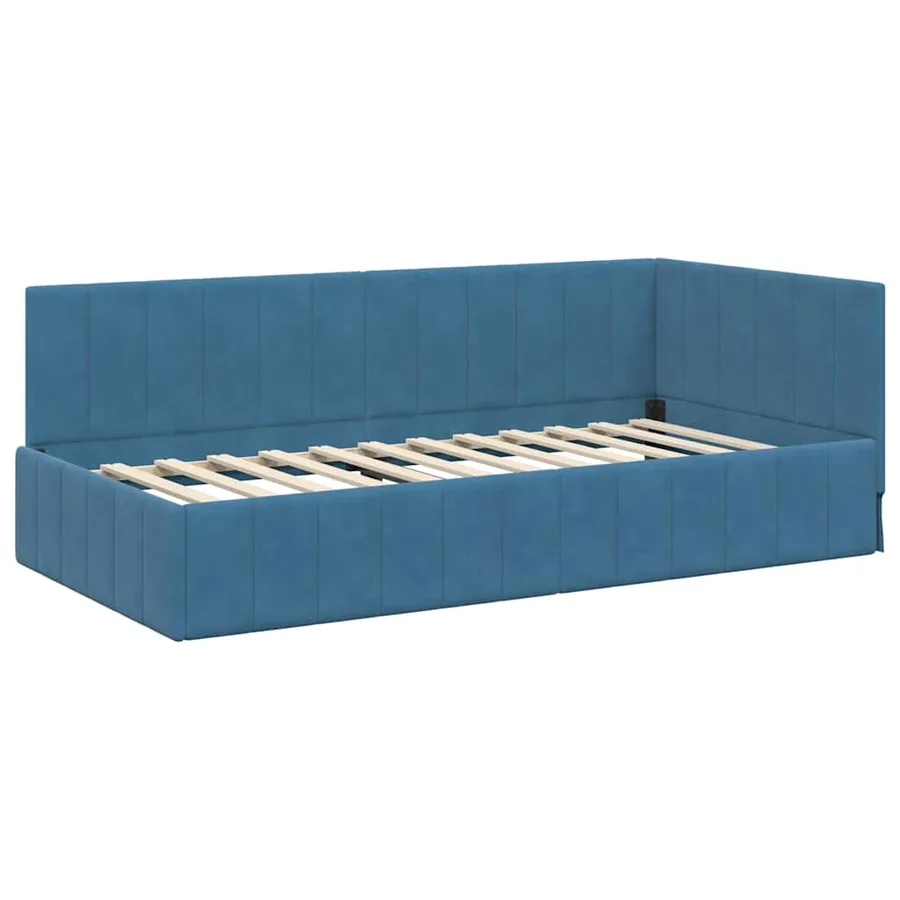 Cadre de lit d'angle avec matelas 2 pcs Bleu Velours - 6