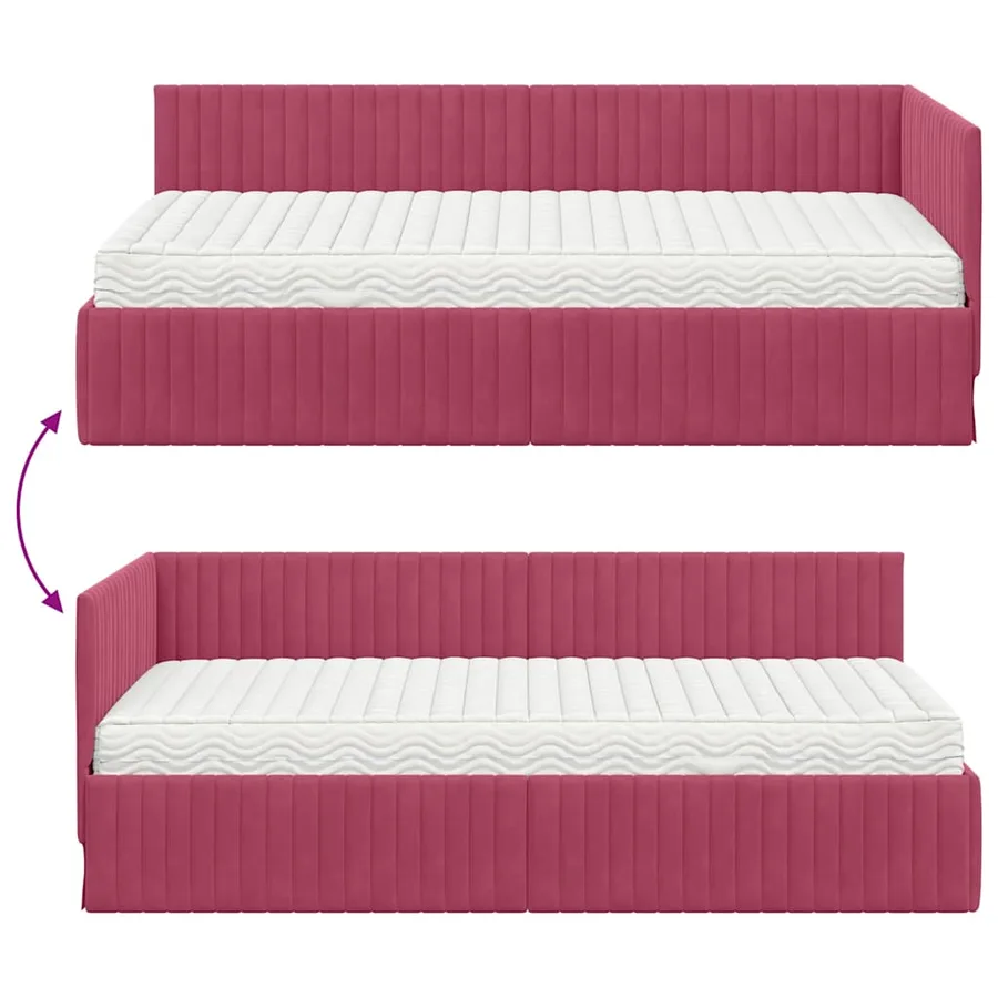Cadre de lit d'angle avec matelas 2 pcs Vert Velours - 12