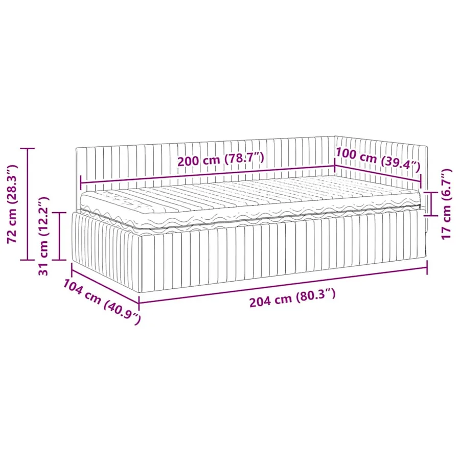 Cadre de lit d'angle avec matelas 2 pcs Vert Velours - 14