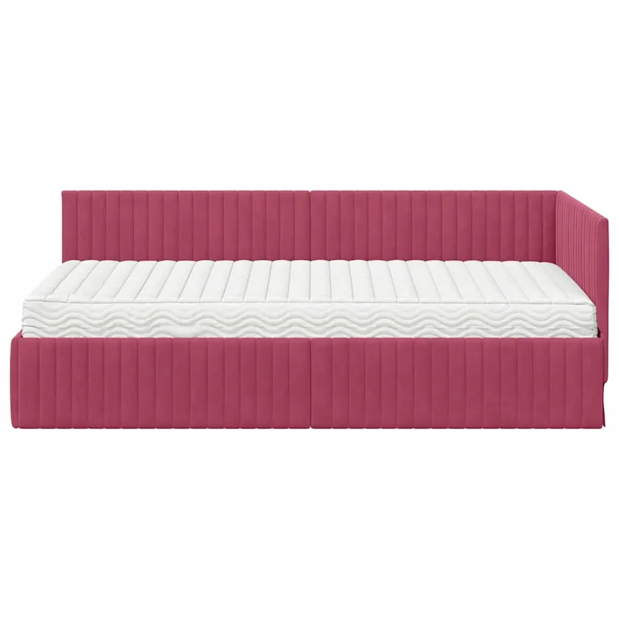 Cadre de lit d'angle avec matelas 2 pcs Vert Velours - 5