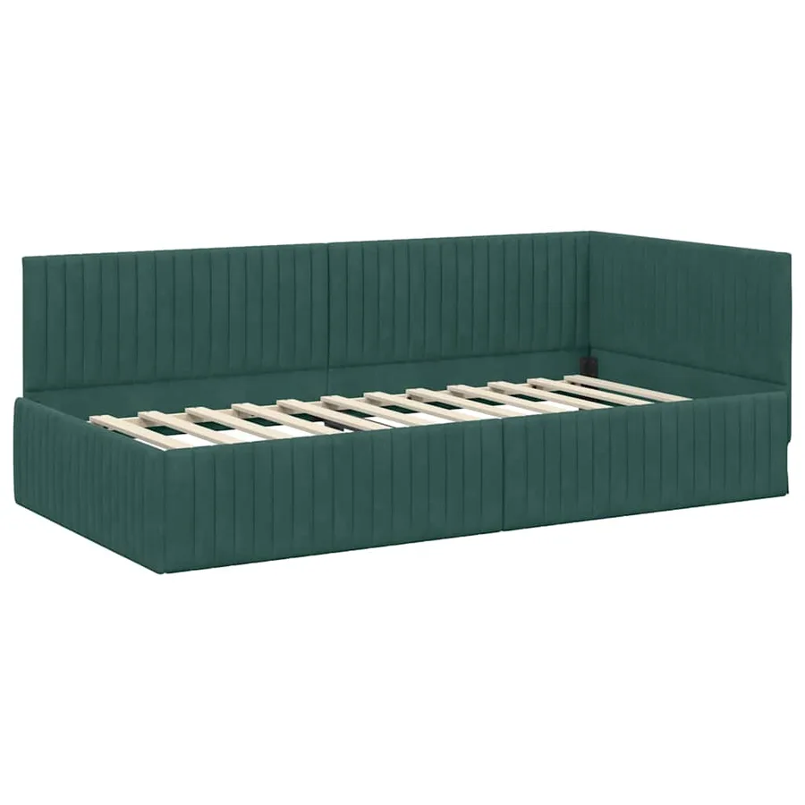 Cadre de lit d'angle avec matelas 2 pcs Vert Velours - 6