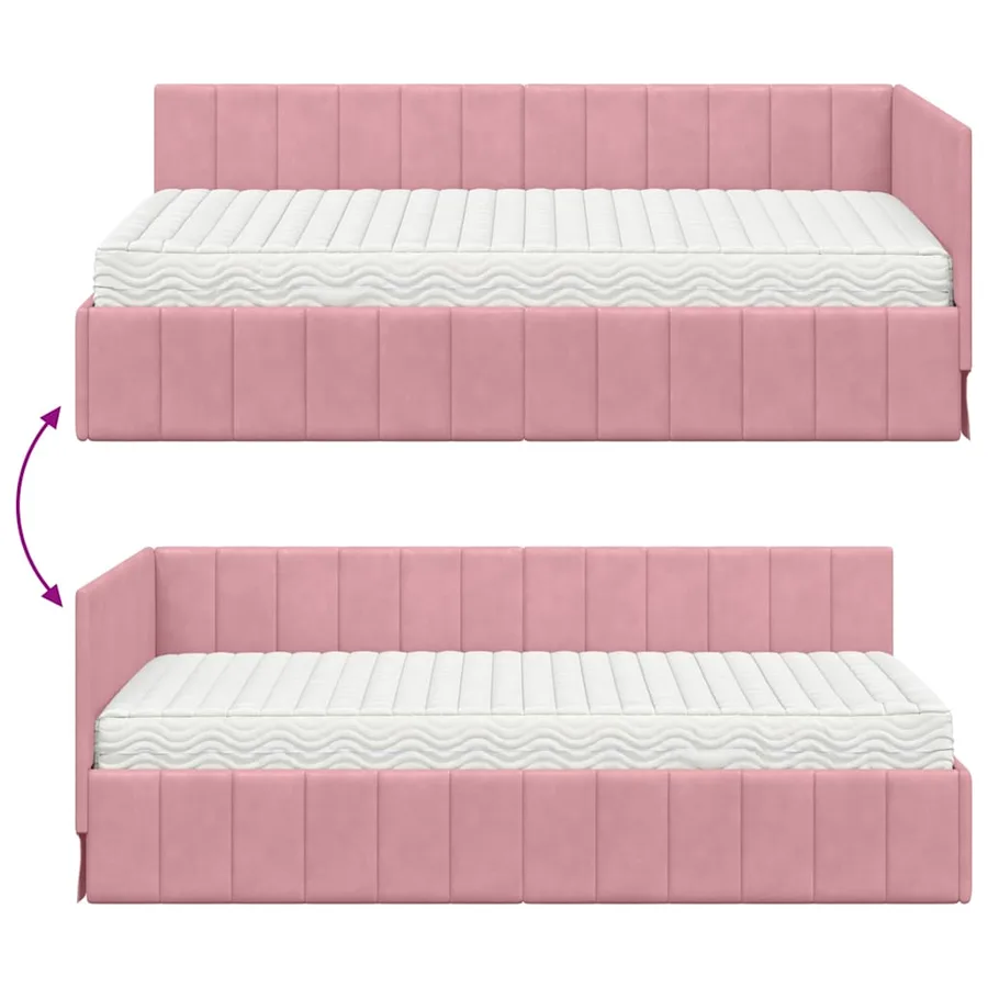 Cadre de lit d'angle avec matelas 2 pcs Gris Velours - 12