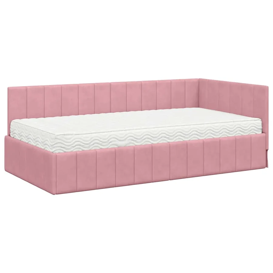 Cadre de lit d'angle avec matelas 2 pcs Gris Velours - 4
