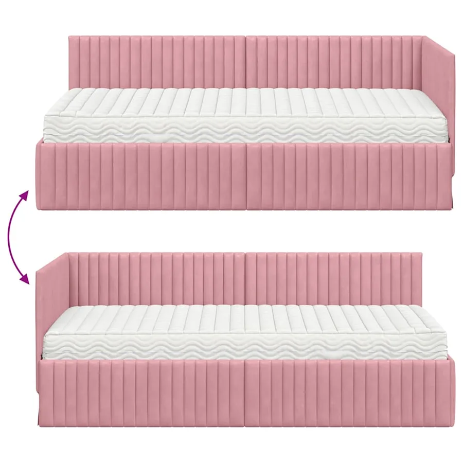 Cadre de lit d'angle avec matelas 2 pcs Gris Velours - 12