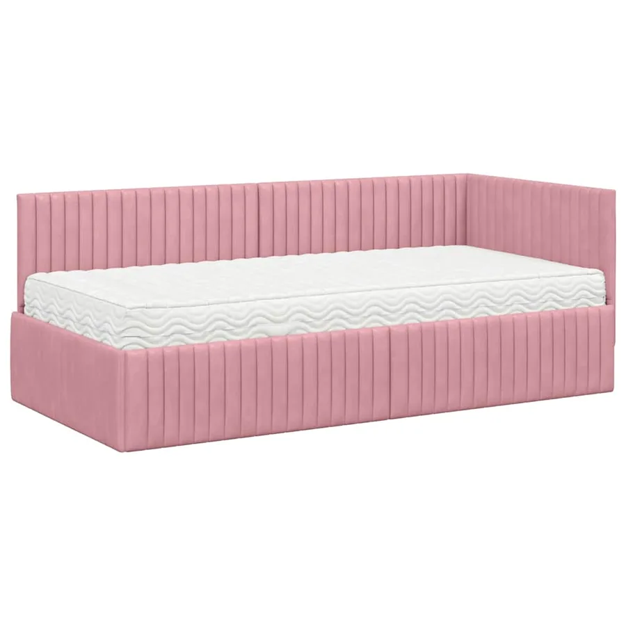 Cadre de lit d'angle avec matelas 2 pcs Gris Velours - 4