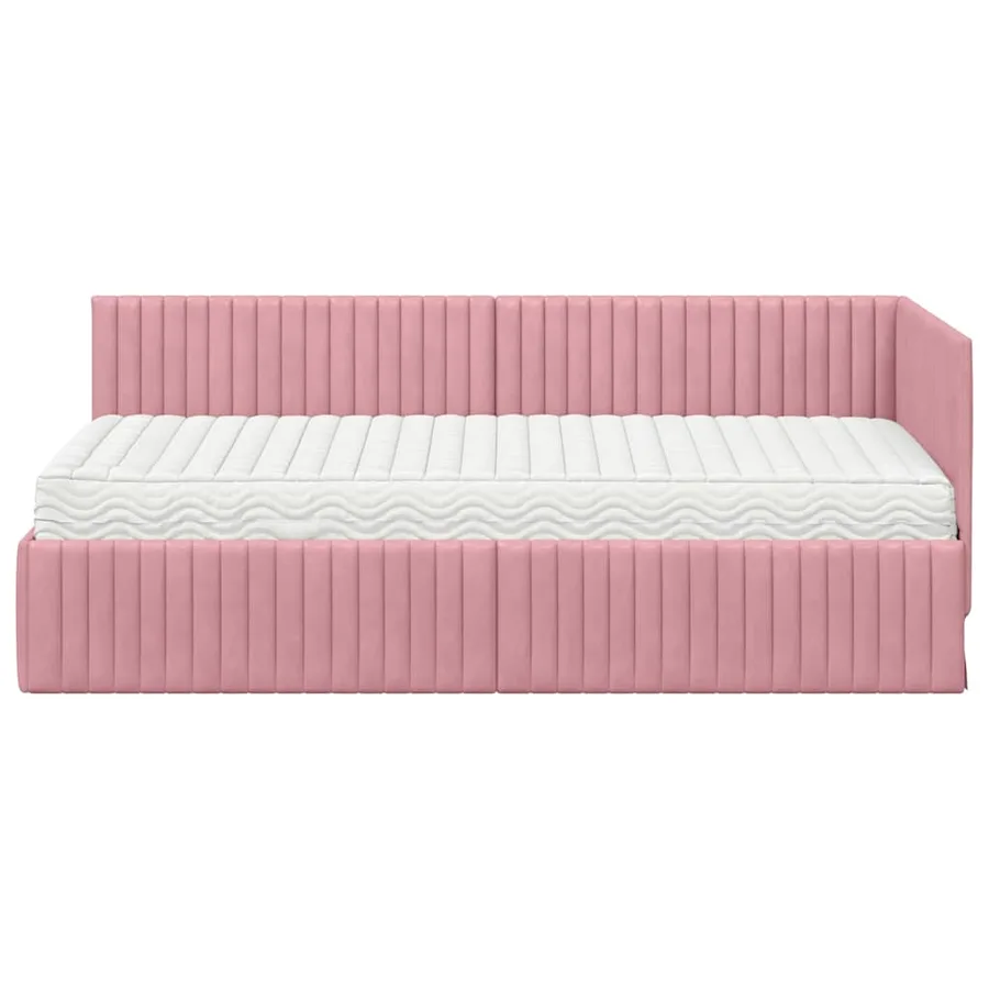 Cadre de lit d'angle avec matelas 2 pcs Gris Velours - 5