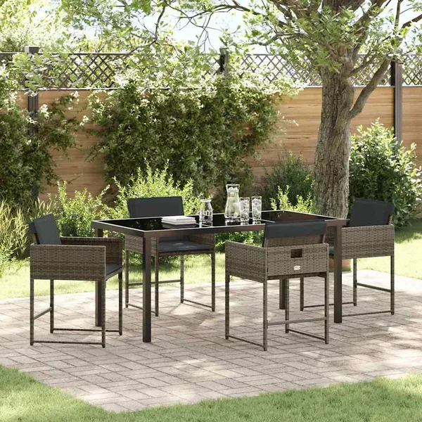 Ensemble de salle à manger pour jardin 5 pcs Gris polyrotin