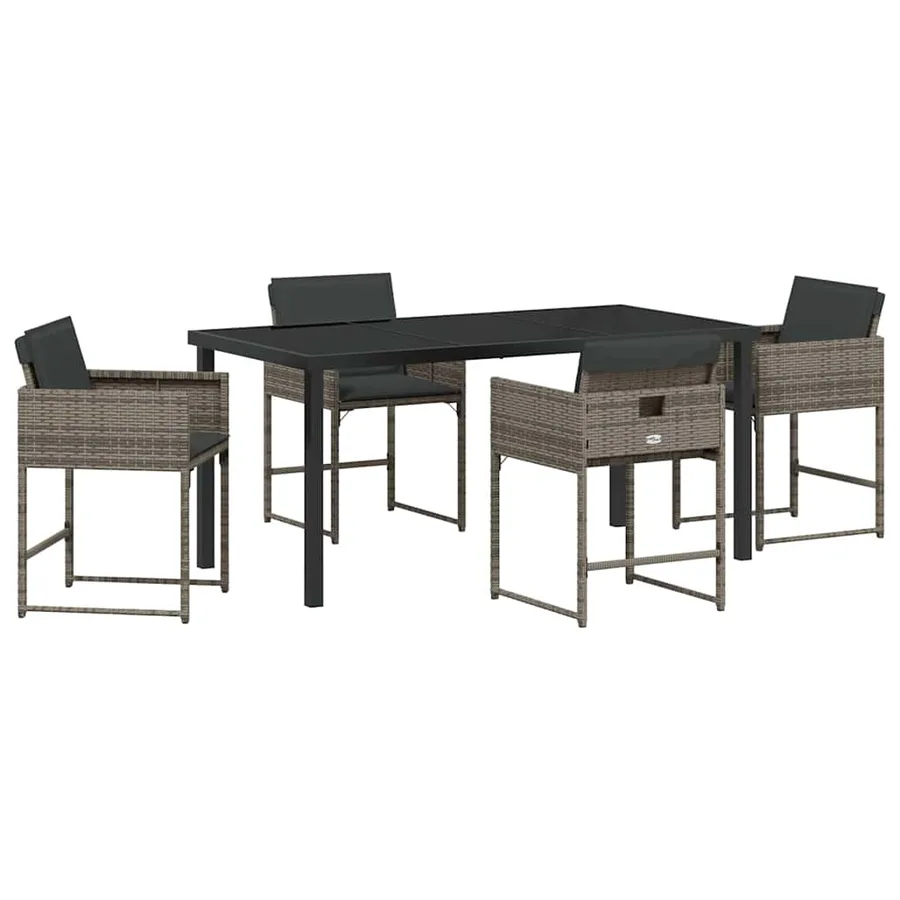 Ensemble de salle à manger pour jardin 5 pcs Gris polyrotin - 2