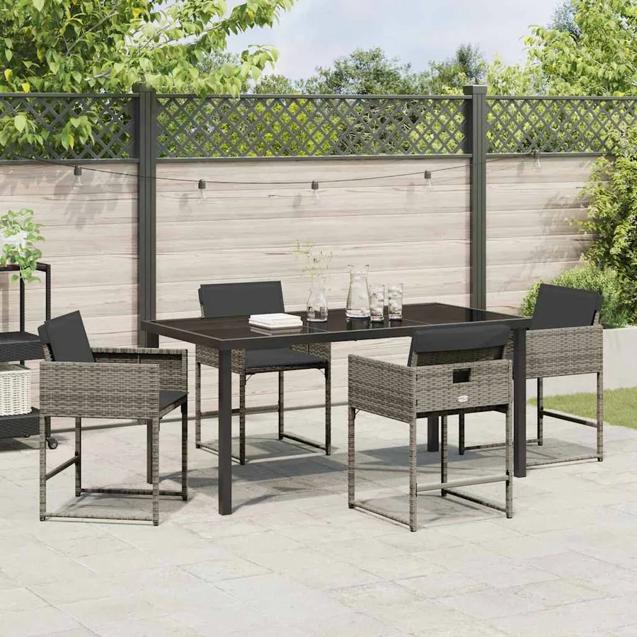 Ensemble de salle à manger pour jardin 5 pcs Gris polyrotin - 4