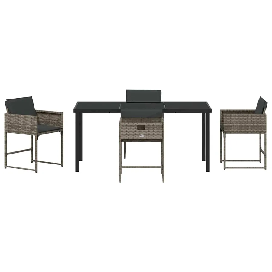 Ensemble de salle à manger pour jardin 5 pcs Gris polyrotin - 7