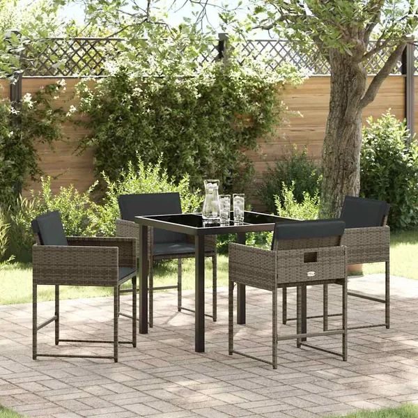 Ensemble de salle à manger pour jardin 5 pcs Gris polyrotin