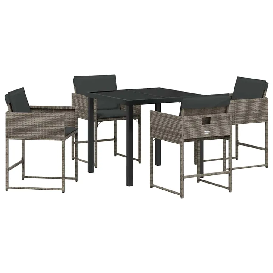 Ensemble de salle à manger pour jardin 5 pcs Gris polyrotin - 2