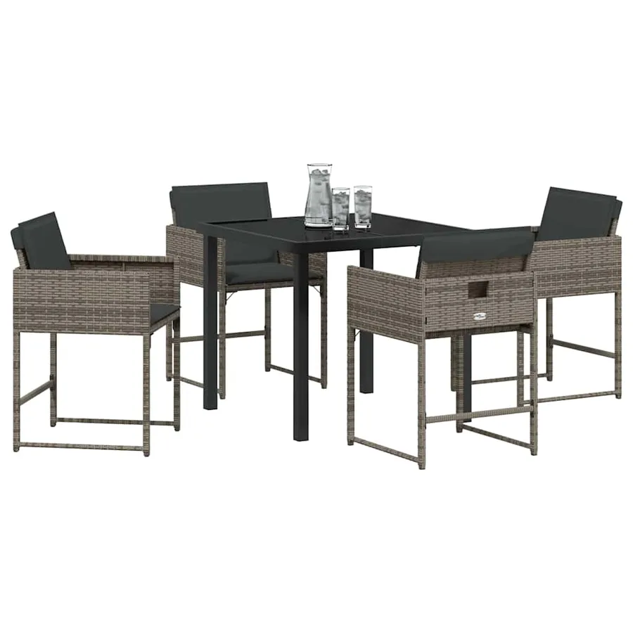 Ensemble de salle à manger pour jardin 5 pcs Gris polyrotin - 3