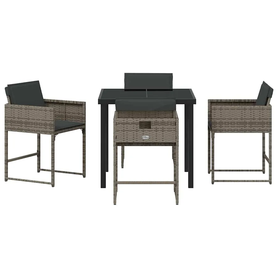 Ensemble de salle à manger pour jardin 5 pcs Gris polyrotin - 7