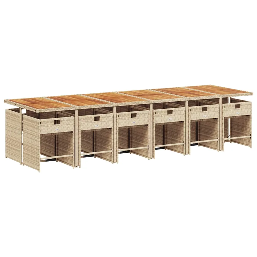 Ensemble à manger de jardin et coussins 13 pcs beige - 3