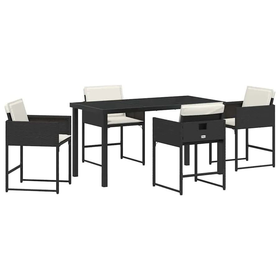 Ensemble de salle à manger pour jardin 5 pcs Noir polyrotin - 2