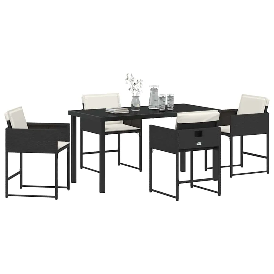 Ensemble de salle à manger pour jardin 5 pcs Noir polyrotin - 3