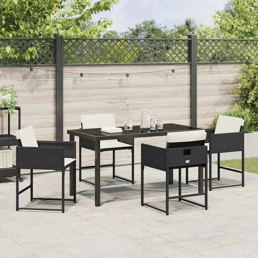 Ensemble de salle à manger pour jardin 5 pcs Noir polyrotin - 4