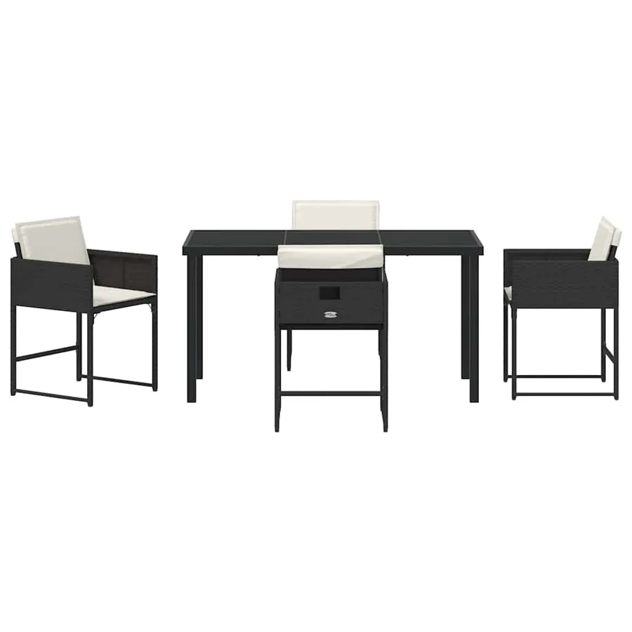 Ensemble de salle à manger pour jardin 5 pcs Noir polyrotin - 7