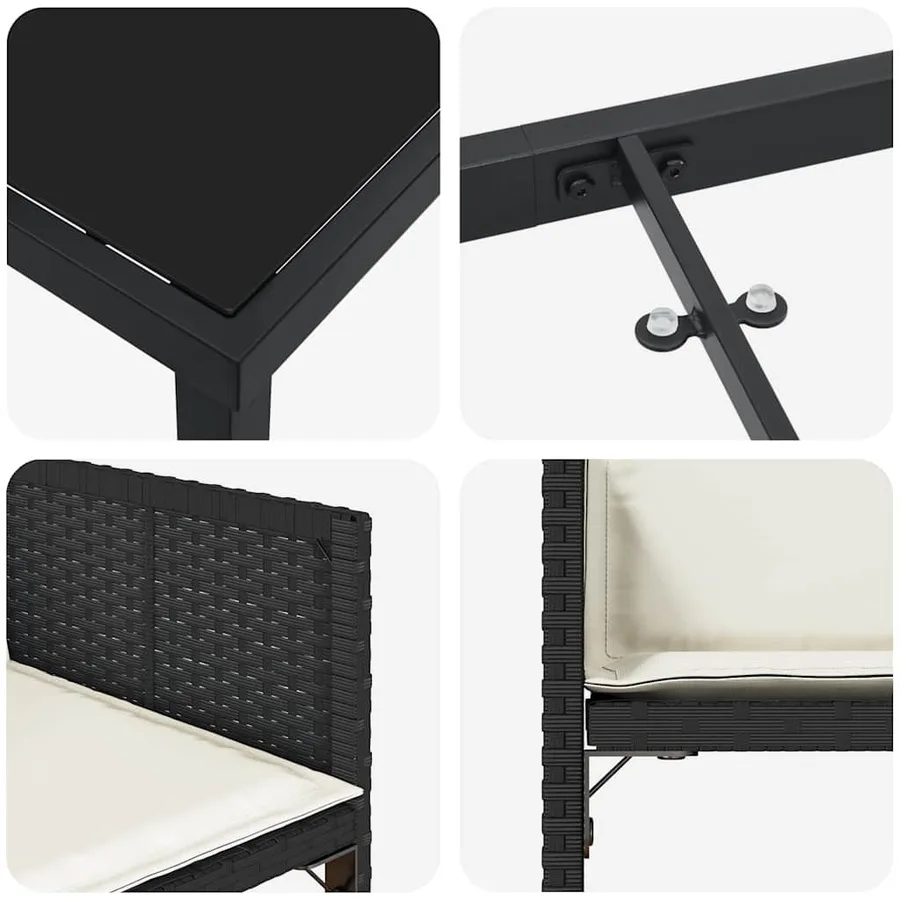 Ensemble de salle à manger pour jardin 5 pcs Noir polyrotin - 9