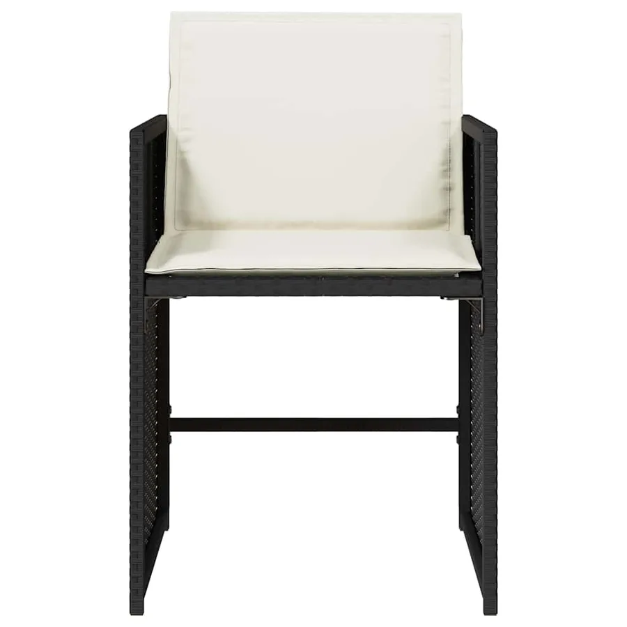 Chaises de jardin lot de 4 avec coussins noir résine tressée - 5