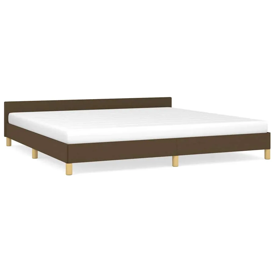 Cadre de lit sans matelas marron foncé 200x200 cm tissu - 2