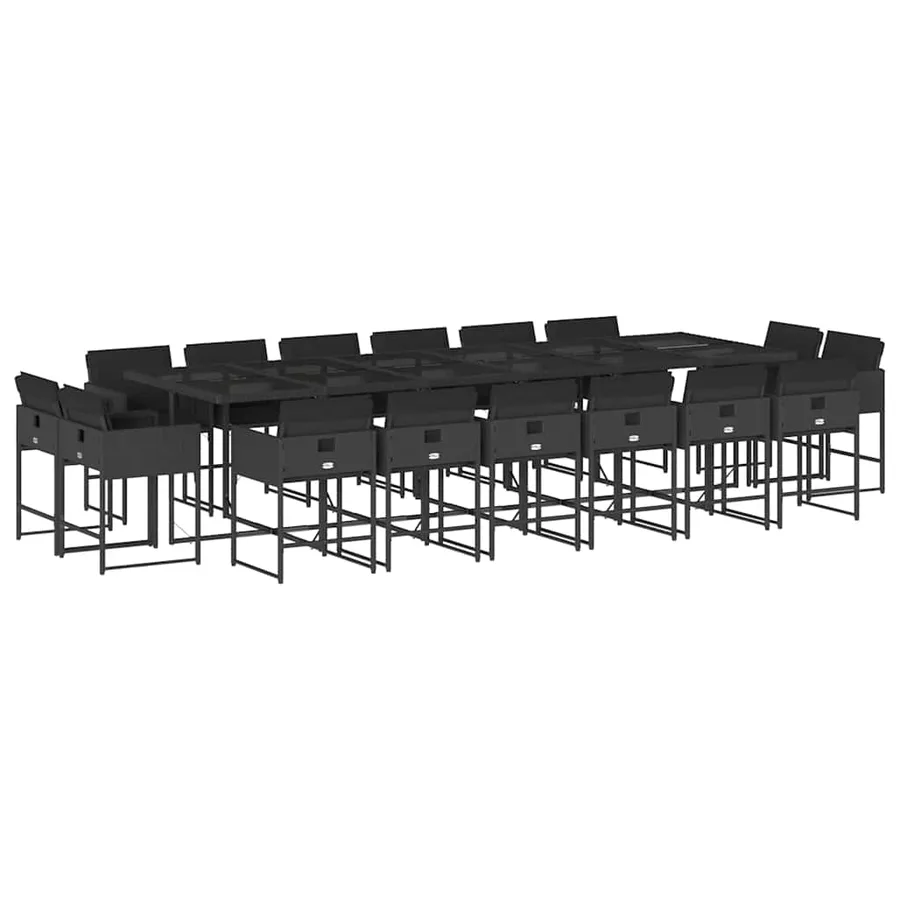 Ensemble à manger de jardin 17 pcs coussins noir résine tressée - 2