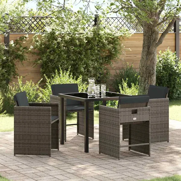 Ensemble de salle à manger pour jardin 5 pcs Gris polyrotin
