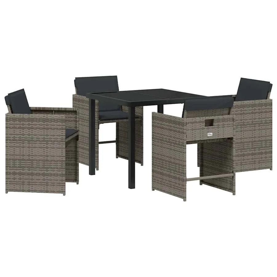 Ensemble de salle à manger pour jardin 5 pcs Gris polyrotin - 2