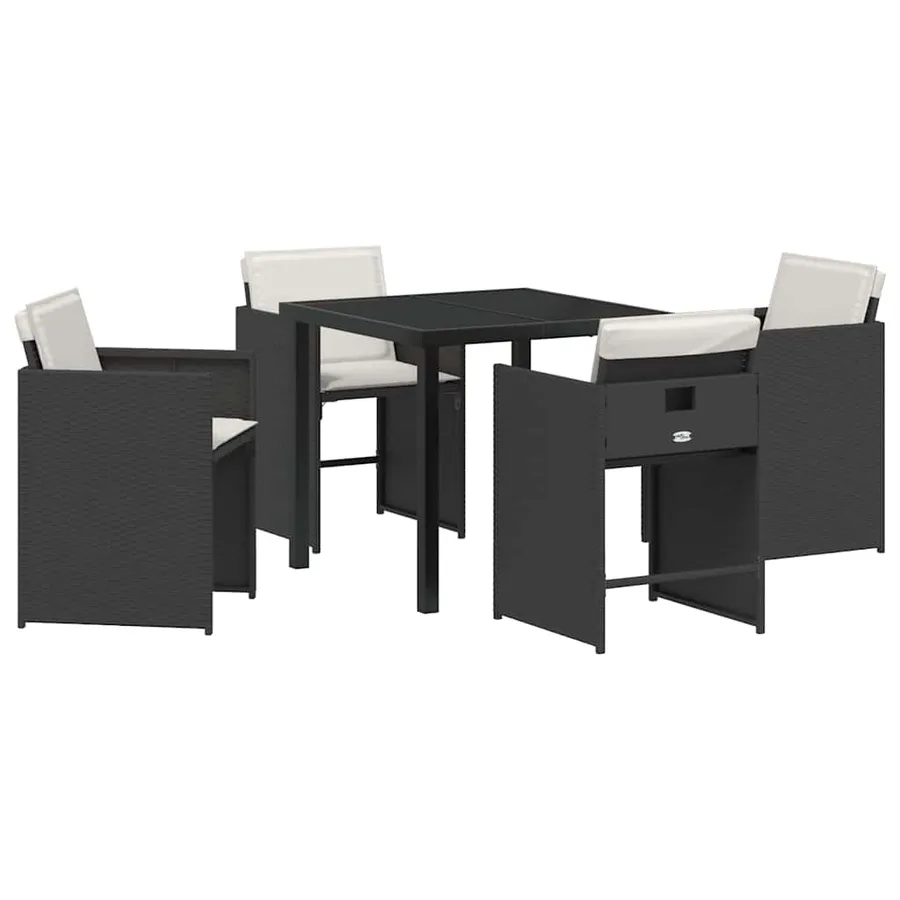 Ensemble de salle à manger pour jardin 5 pcs Noir polyrotin - 2