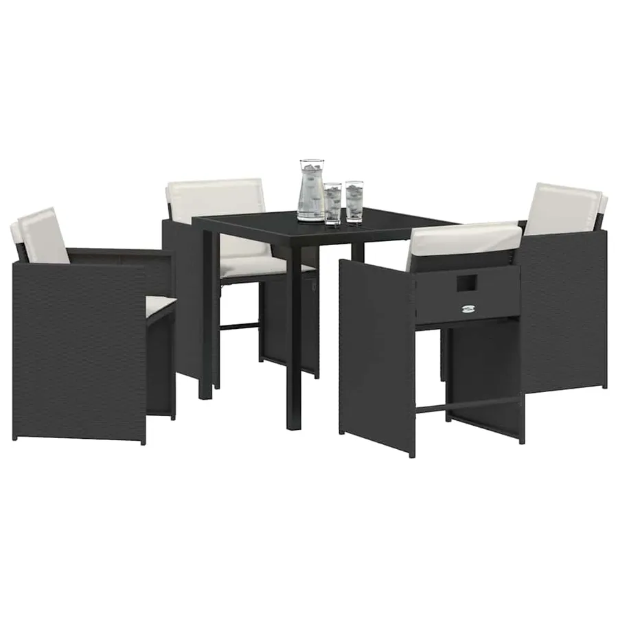 Ensemble de salle à manger pour jardin 5 pcs Noir polyrotin - 3