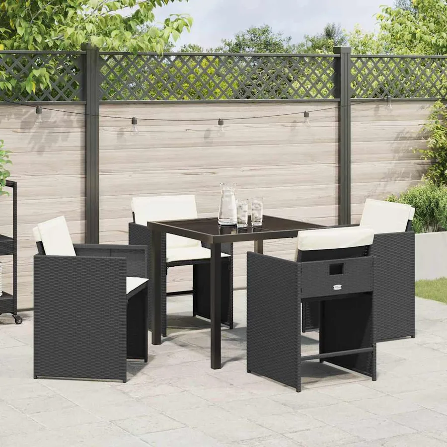 Ensemble de salle à manger pour jardin 5 pcs Noir polyrotin - 4