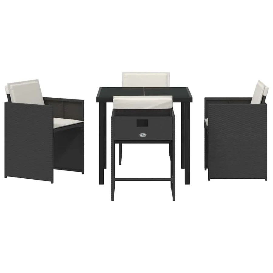 Ensemble de salle à manger pour jardin 5 pcs Noir polyrotin - 7