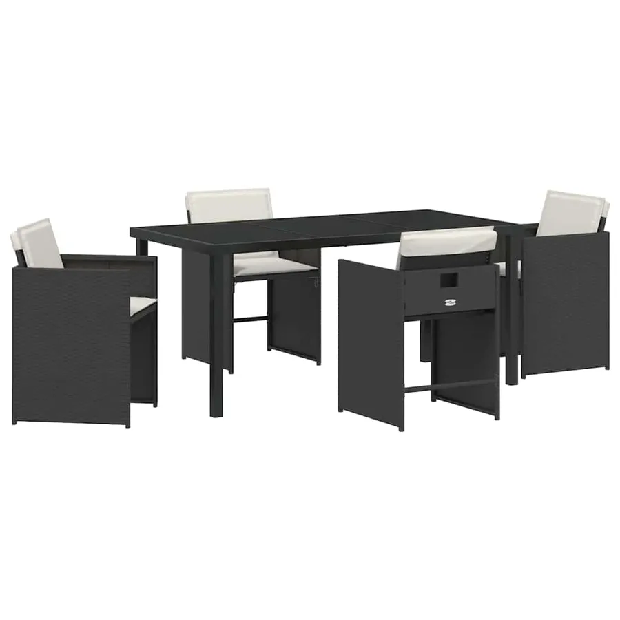Ensemble de salle à manger pour jardin 5 pcs Noir polyrotin - 2