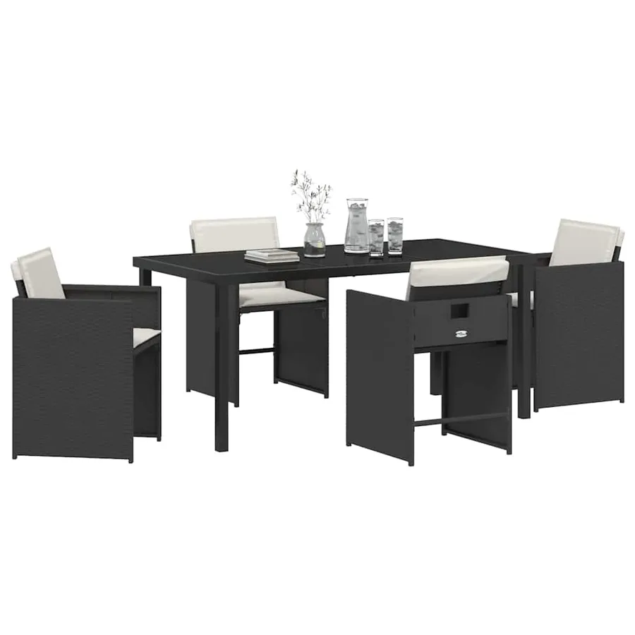 Ensemble de salle à manger pour jardin 5 pcs Noir polyrotin - 3