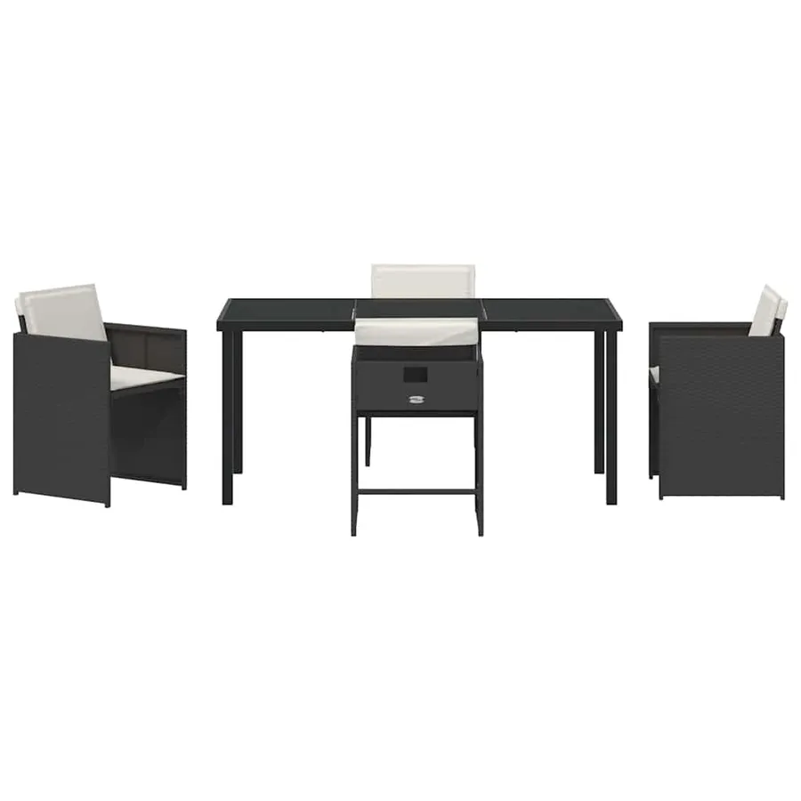 Ensemble de salle à manger pour jardin 5 pcs Noir polyrotin - 7