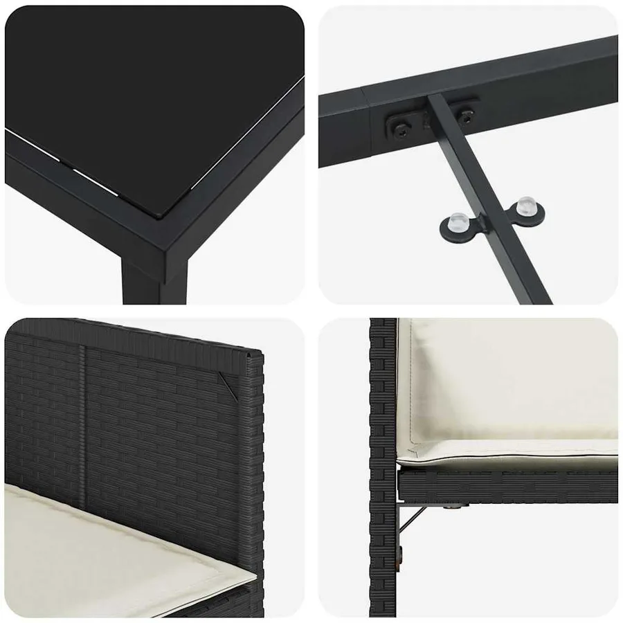 Ensemble de salle à manger pour jardin 5 pcs Noir polyrotin - 9