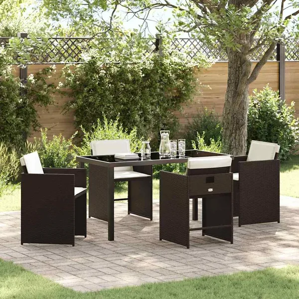 Ensemble de salle à manger pour jardin 5 pcs Marron polyrotin