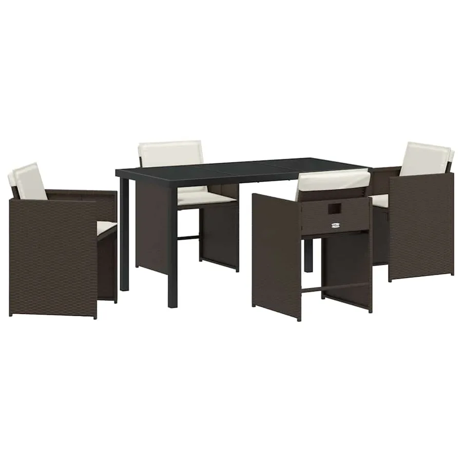 Ensemble de salle à manger pour jardin 5 pcs Marron polyrotin - 2