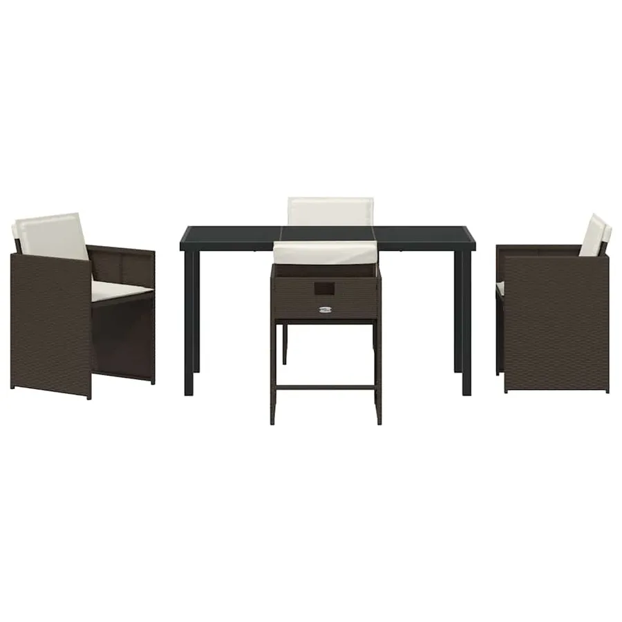 Ensemble de salle à manger pour jardin 5 pcs Marron polyrotin - 7