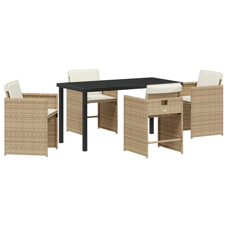 Ensemble de salle à manger pour jardin 5 pcs Beige polyrotin - 2