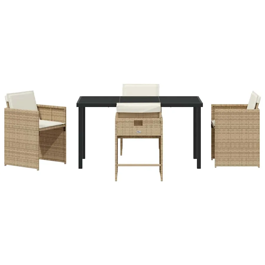 Ensemble de salle à manger pour jardin 5 pcs Beige polyrotin - 7
