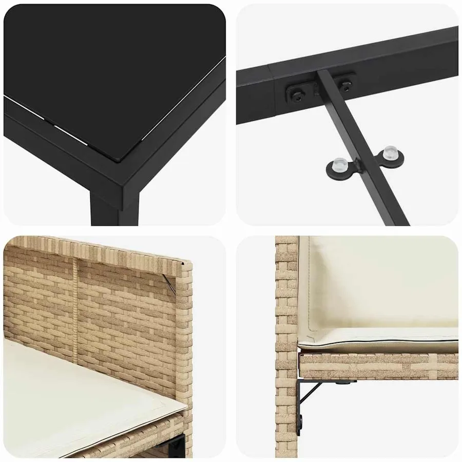 Ensemble de salle à manger pour jardin 5 pcs Beige polyrotin - 9