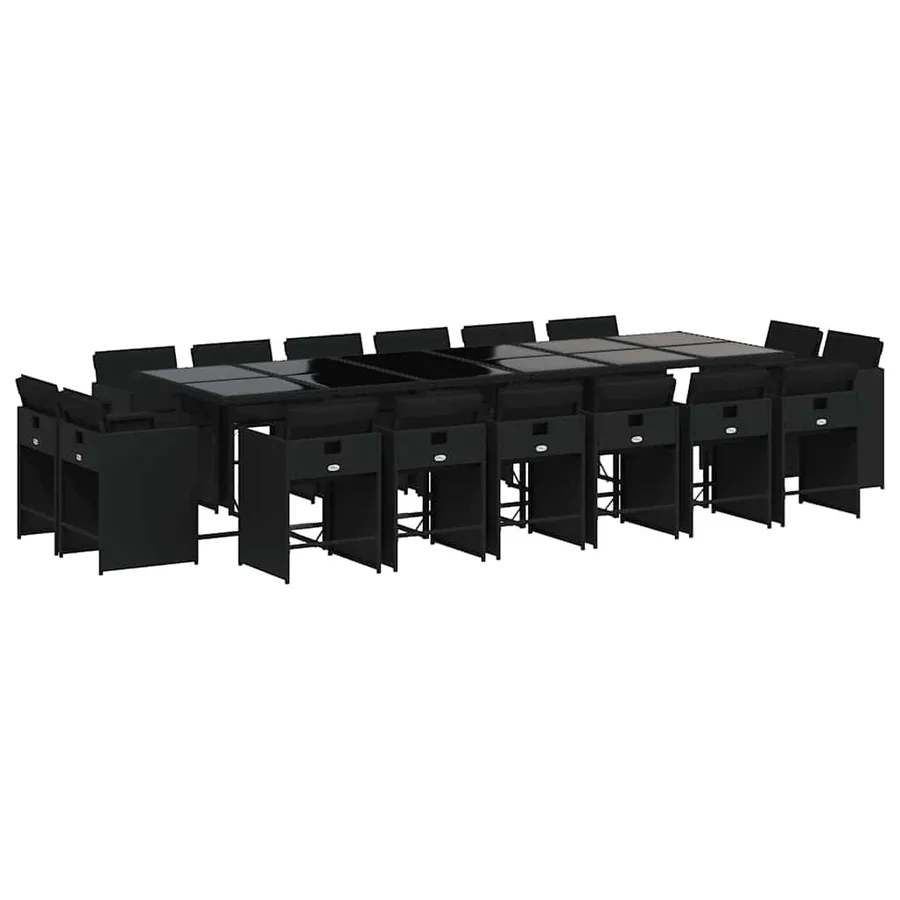 Ensemble à manger de jardin coussins 17 pcs résine tressée - 2