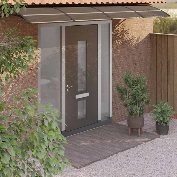 Auvent de porte Noir 350x75 cm Polycarbonate