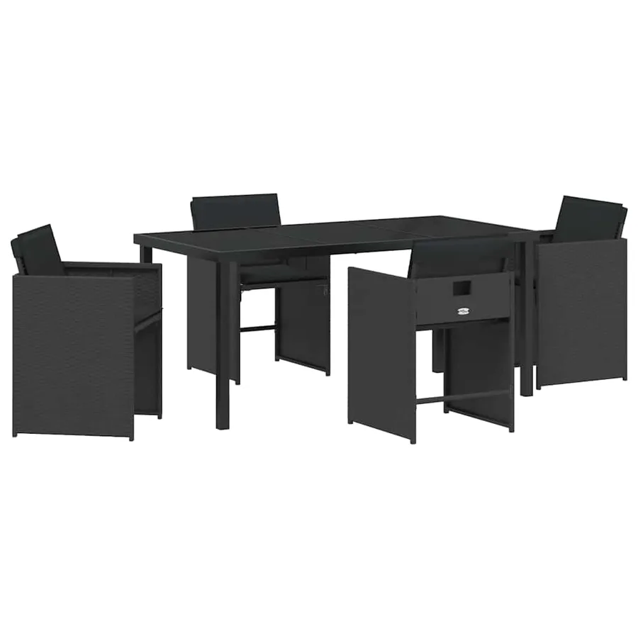 Ensemble de salle à manger pour jardin 5 pcs Noir polyrotin - 2